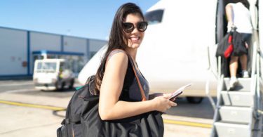 traveler boarding a plane